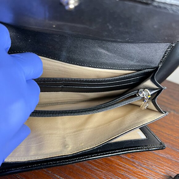 MCM Signature Monogram Black Leather Trifold Wallet - Picture 10 of 10